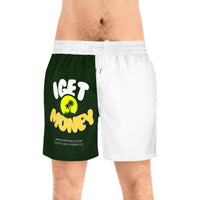 Men's Mid-Length Swim Shorts - "I Get Money" Tropical Vibe - Perfect for Beach Days