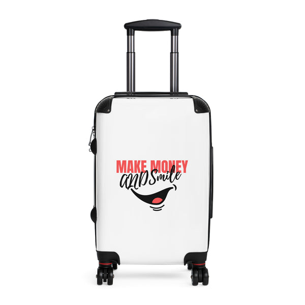 Inspirational Carry-On Suitcase – "Make Money AND Smile" Travel Luggage